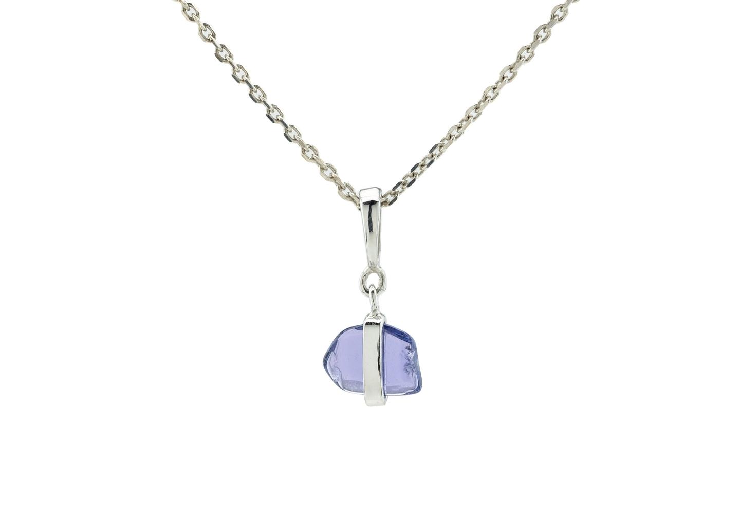 Yogo Sapphire wrapped pendant in 14K white gold from the Aurum Collection