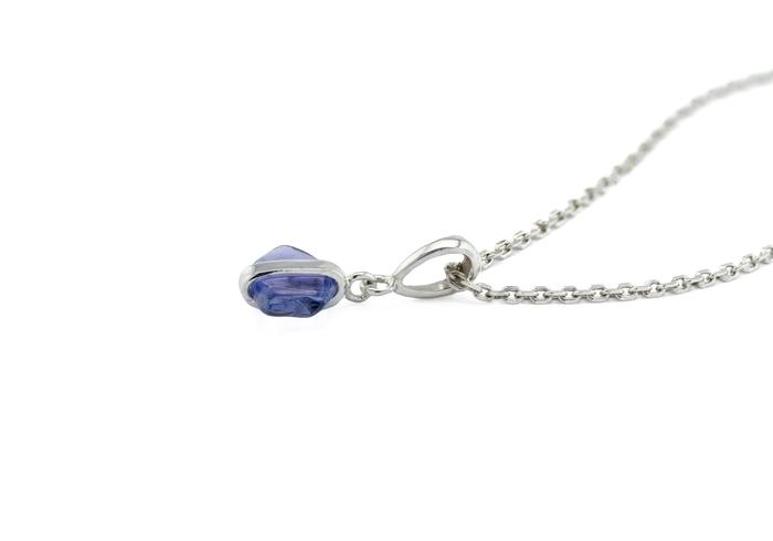 Yogo Sapphire wrapped pendant in 14K white gold from the Aurum Collection