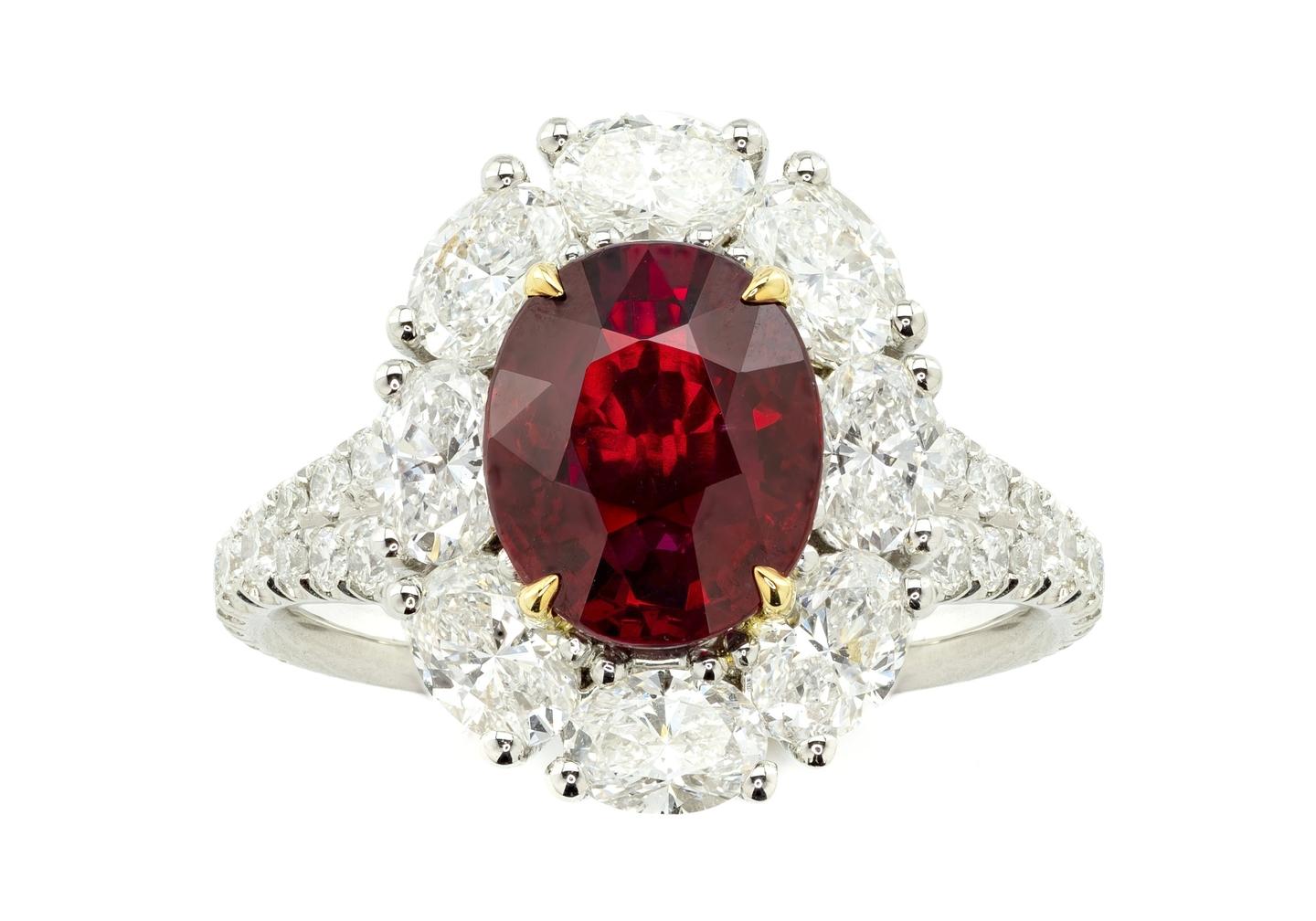 18K and Platinum Mozambique Ruby and Diamond Estate Ring from Gem Gallery