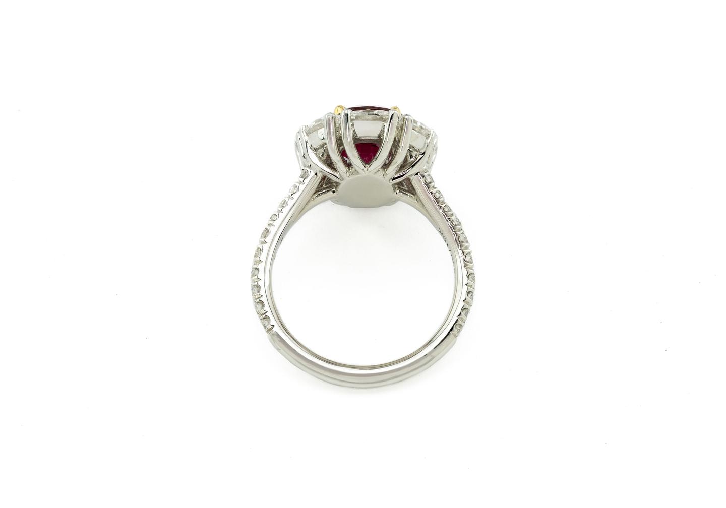 18K and Platinum Mozambique Ruby and Diamond Estate Ring