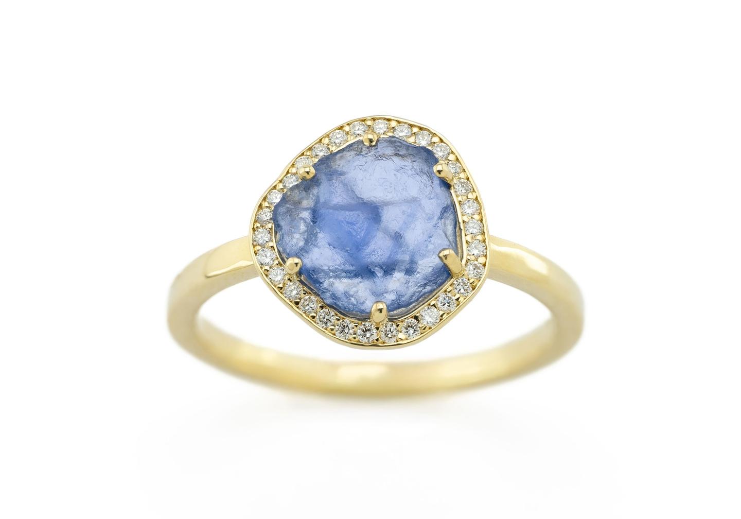 14K Aurum Yogo Sapphire Halo Ring