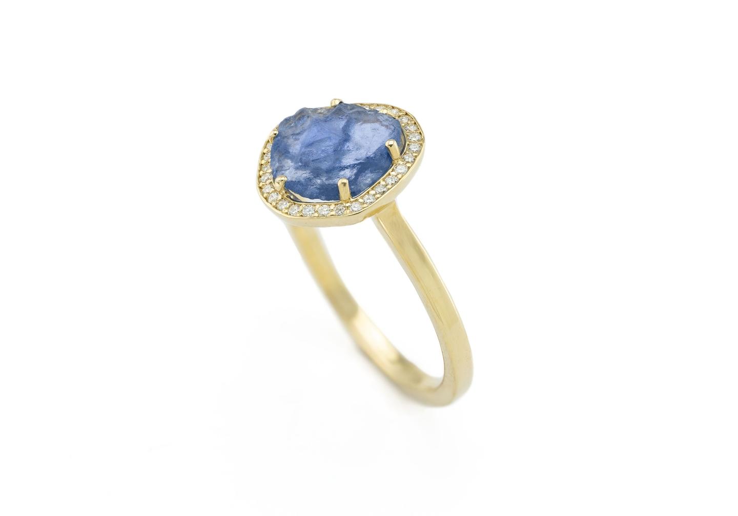 14K Aurum Yogo Sapphire Halo Ring