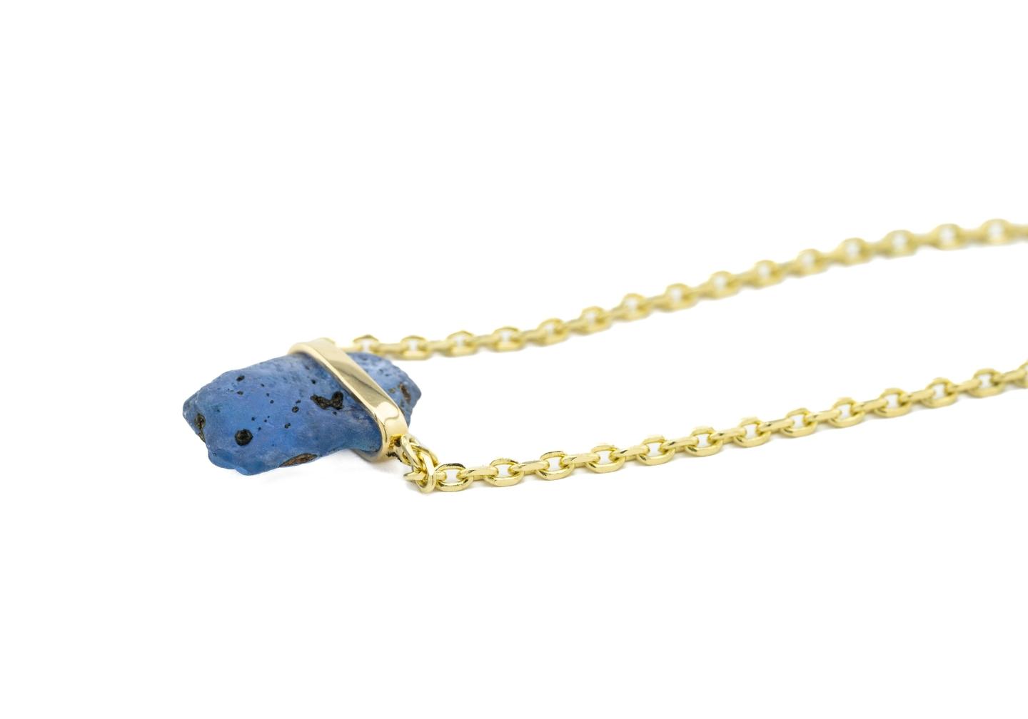 14K Yellow Gold Rough Yogo Sapphire Wrap Pendant