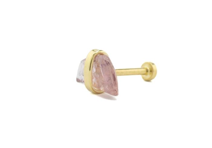 14K Pink Montana Sapphire Wrapped Stud Earring | Aurum Collection