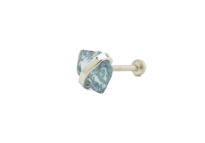 14K Teal Montana Sapphire Wrapped Stud Earring