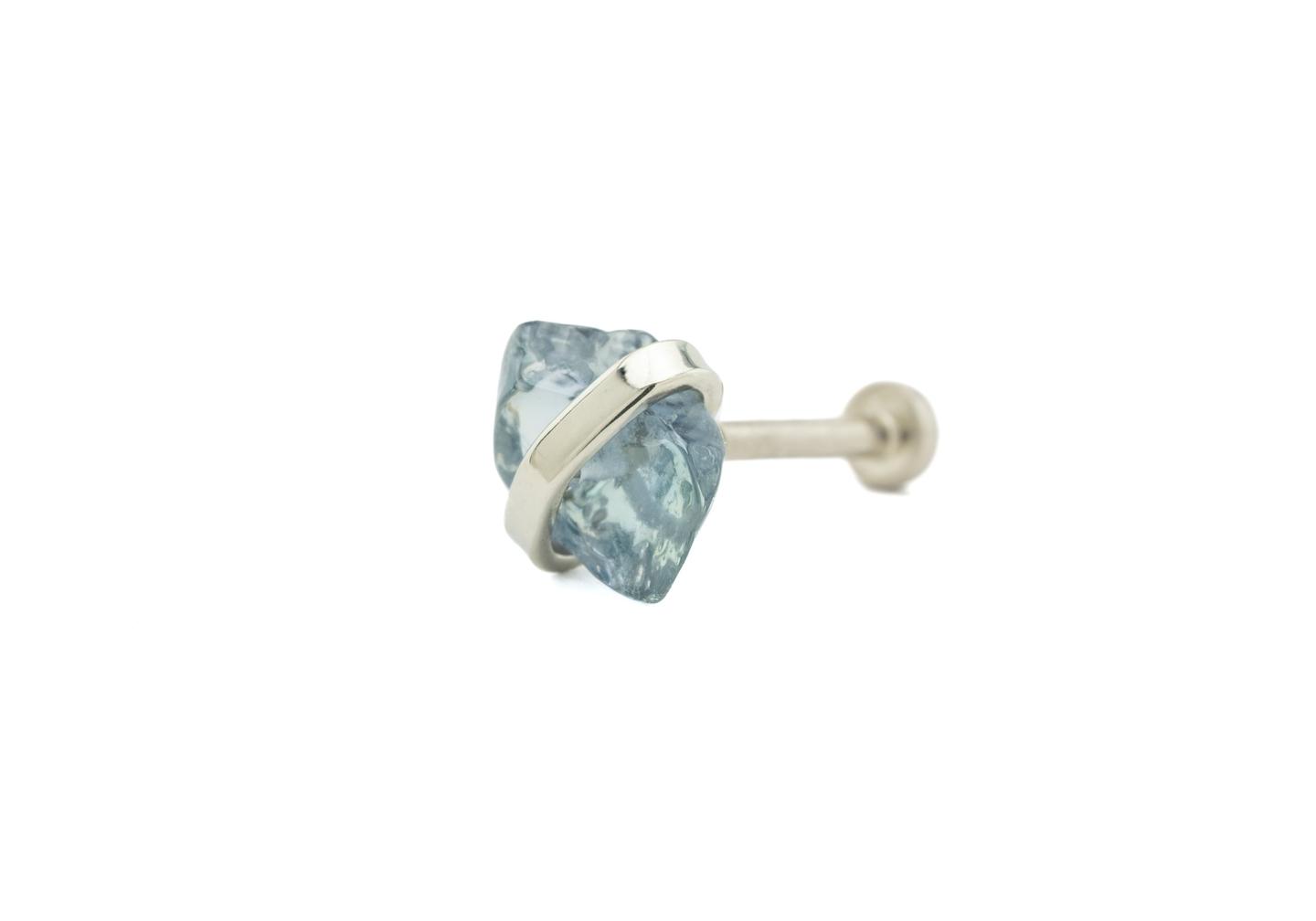 14K Teal Montana Sapphire Wrapped Stud Earring