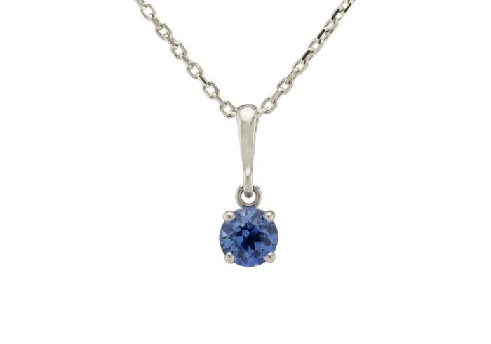 14K Yogo Sapphire Solitaire Necklace