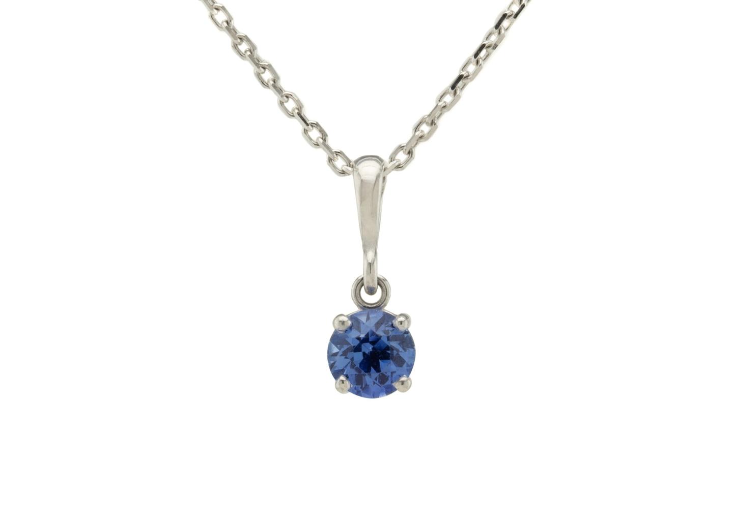 14K Yogo Sapphire Solitaire Necklace