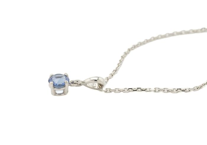 14K Yogo Sapphire Solitaire Necklace
