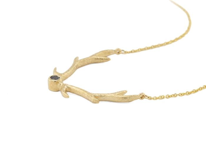 14K Yogo Sapphire Antler Pendant Necklace