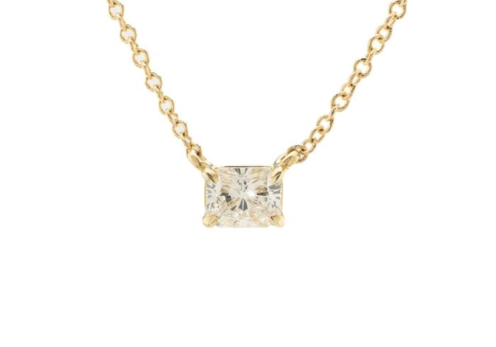 14K Radiant Cut Diamond Solitaire Necklace