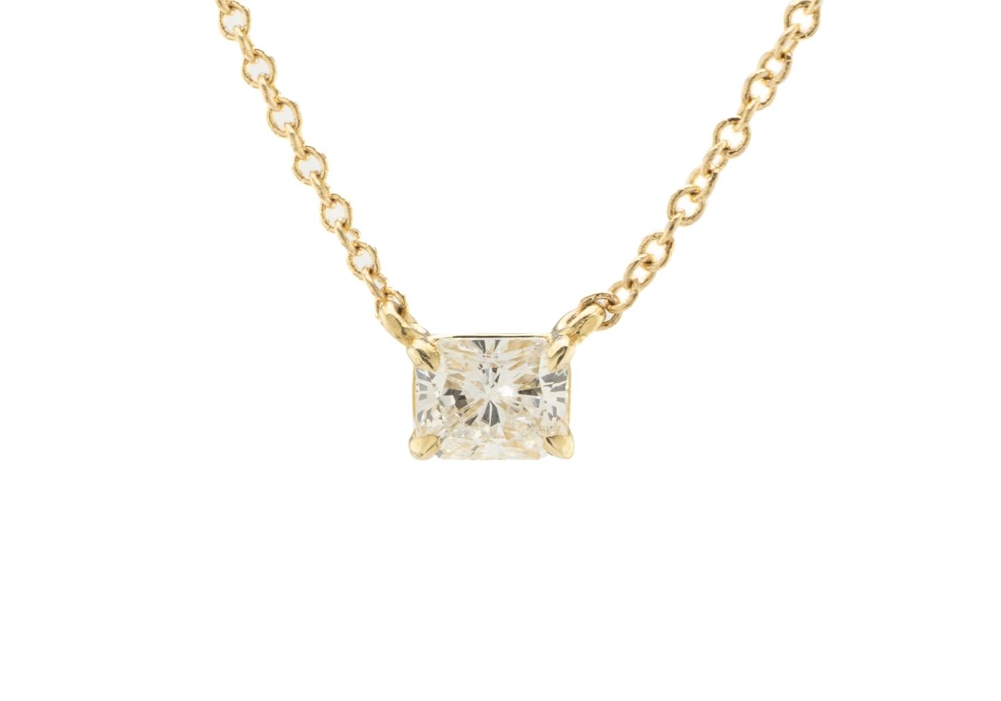 14K Radiant Cut Diamond Solitaire Necklace