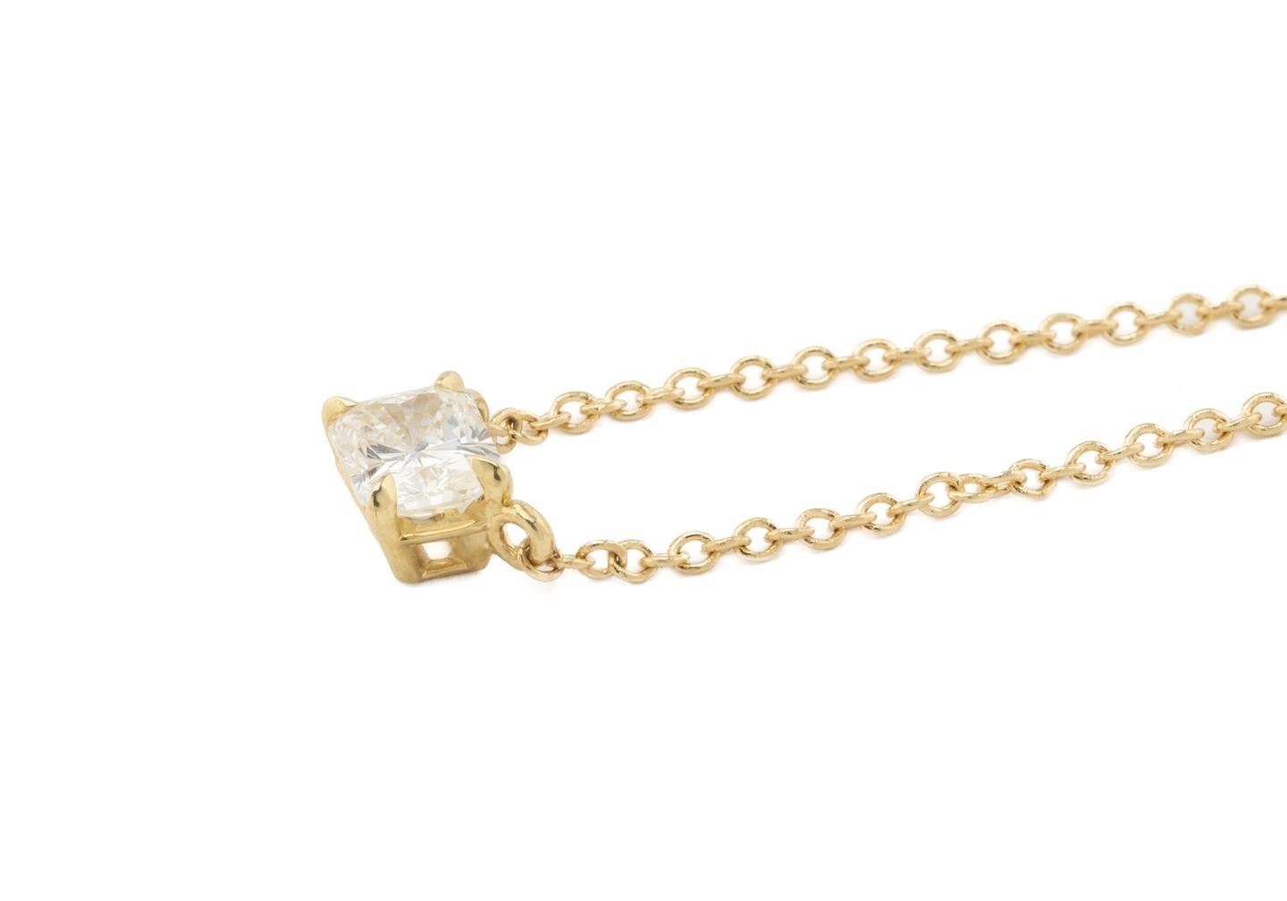 14K Radiant Cut Diamond Solitaire Necklace