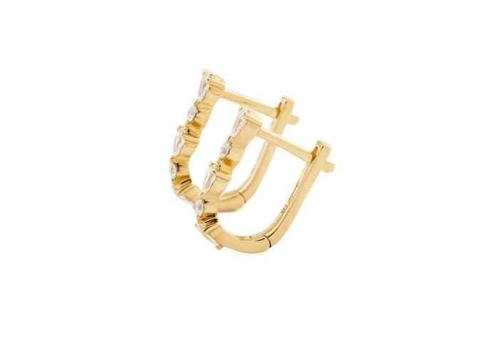 14K Alternating Diamond Huggie Hoop Earrings