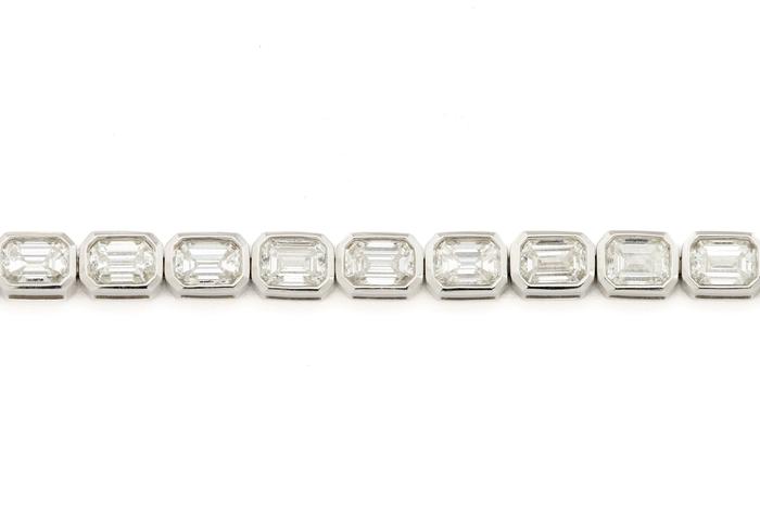 14K 6ct Emerald Cut Diamond Tennis Bracelet