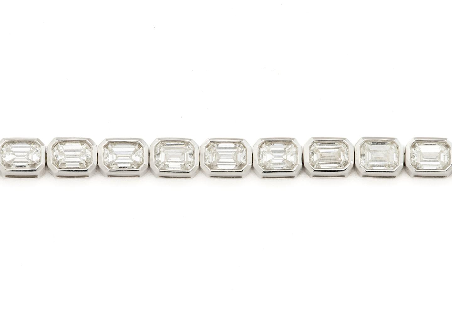 14K 6ct Emerald Cut Diamond Tennis Bracelet