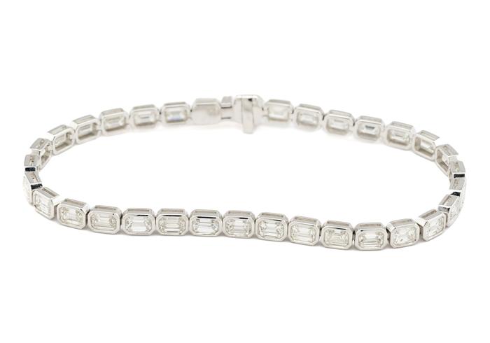 14K 6ct Emerald Cut Diamond Tennis Bracelet