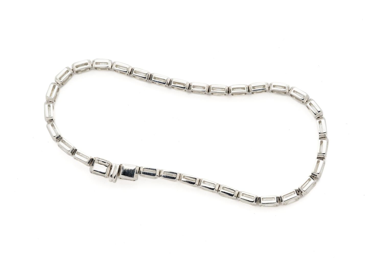 14K 6ct Emerald Cut Diamond Tennis Bracelet