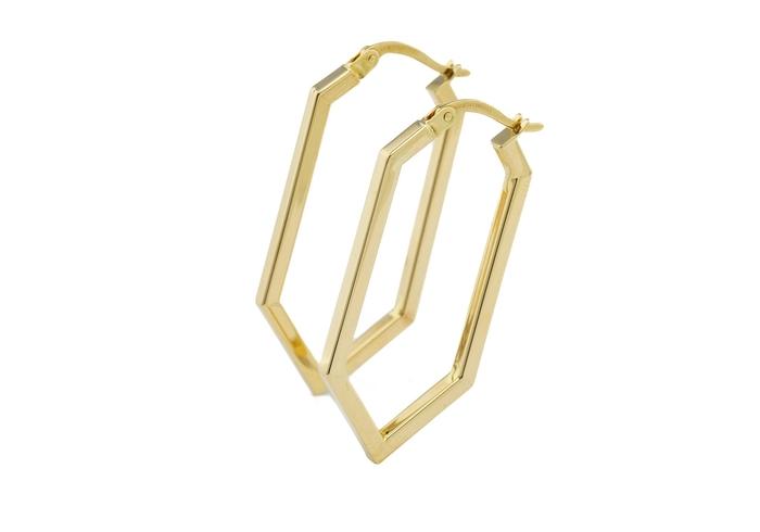 14K Elongated Hexagon XL Hoop Earrings