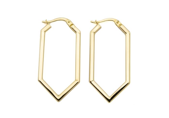 14K Elongated Hexagon XL Hoop Earrings