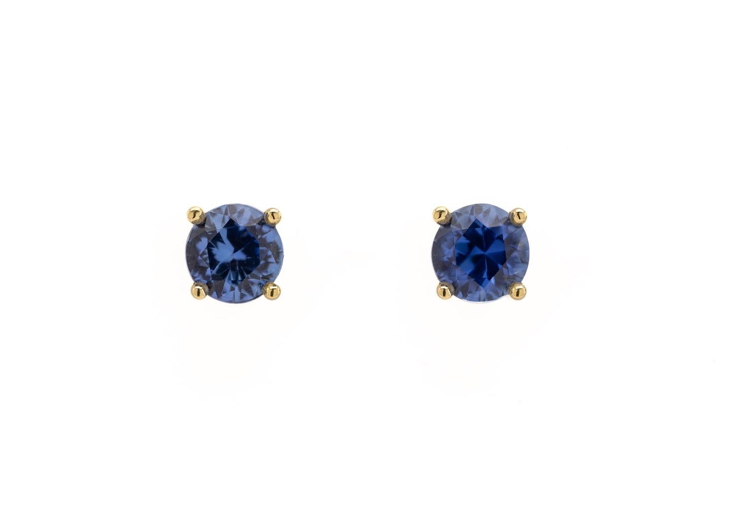 14K Yogo Sapphire Stud Earrings