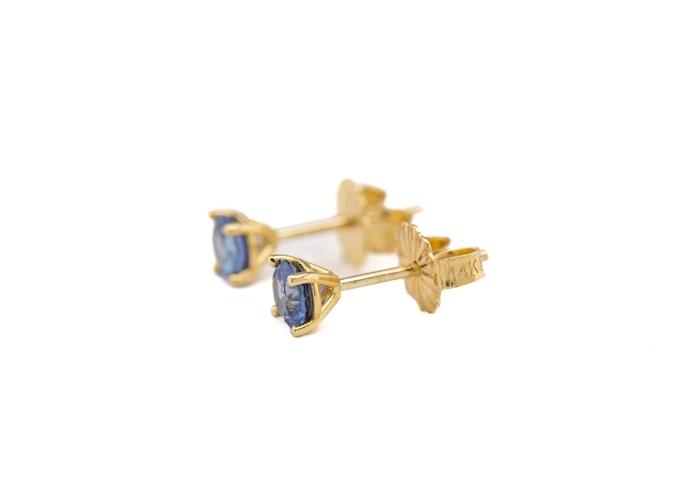 14K Yogo Sapphire Stud Earrings
