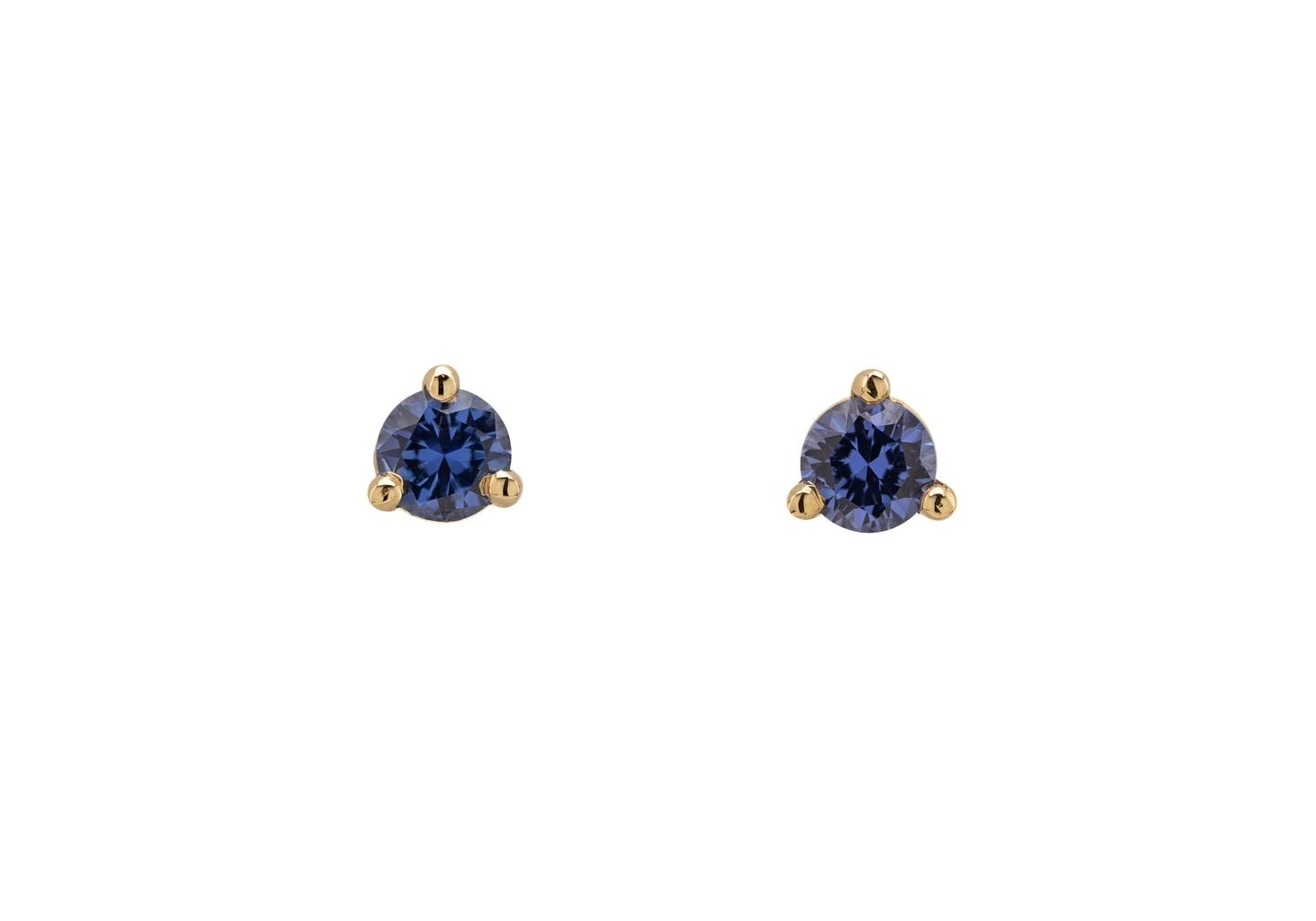 14K Yogo Sapphire Stud Earrings