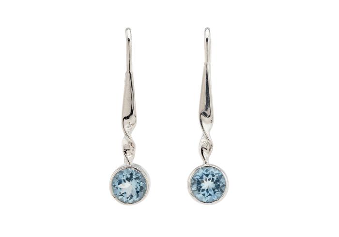 14K Aquamarine Twist Drop Earrings