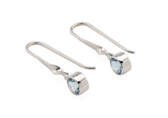 14K Aquamarine Twist Drop Earrings