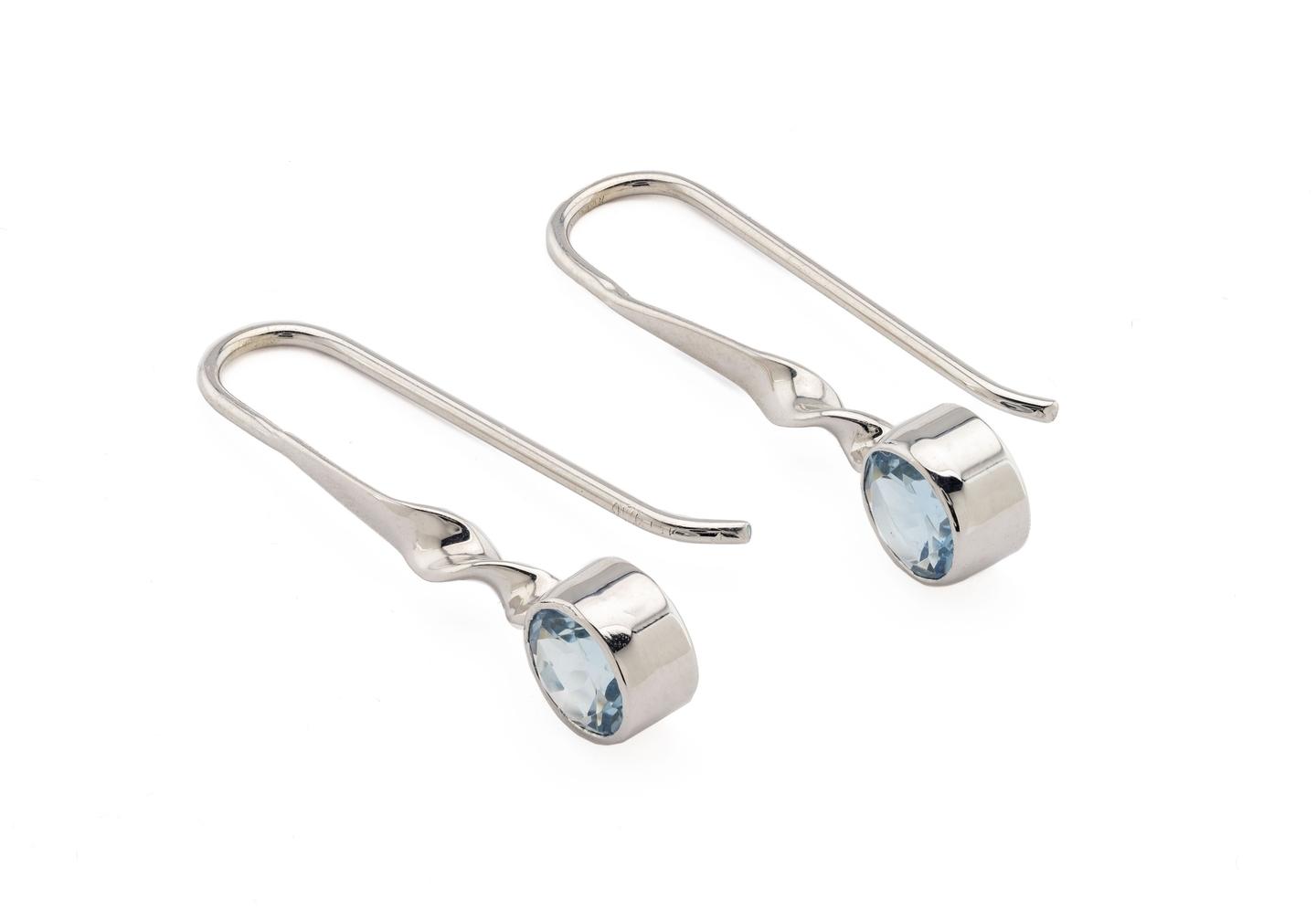 14K Aquamarine Twist Drop Earrings