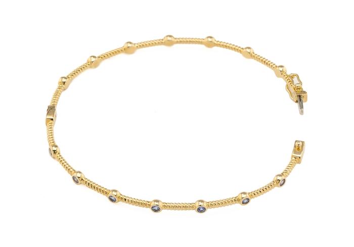 14K Yogo Sapphire Bezel Set Bangle