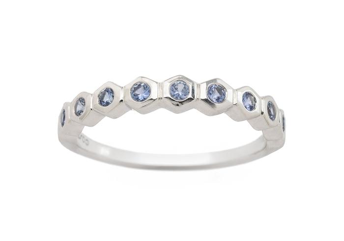 14K Yogo Bezel Set Geometric Band