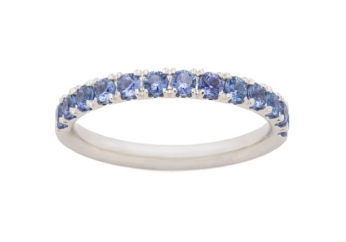 14K Yogo Sapphire Half-Eternity Band