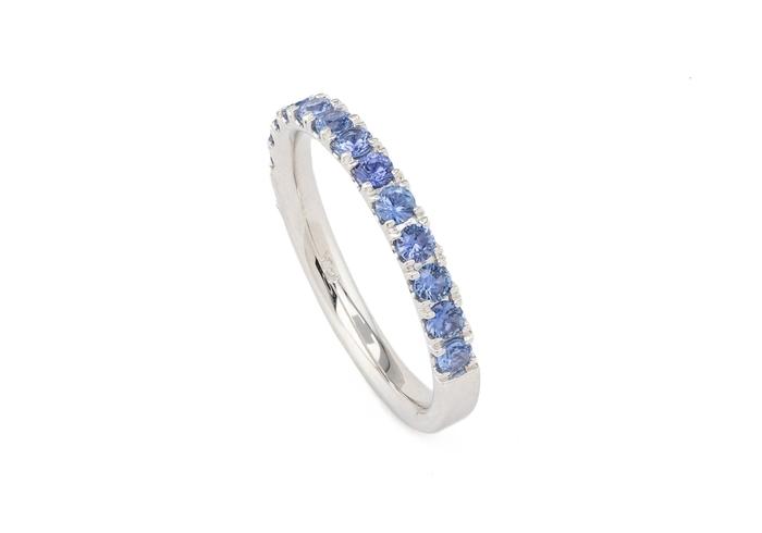 14K Yogo Sapphire Half-Eternity Band