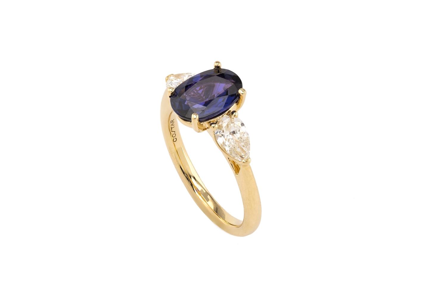 14K Purple Yogo Sapphire Engagement Ring