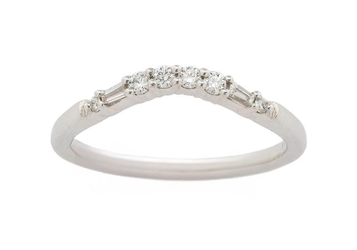 14K Curved Diamond Wedding Band