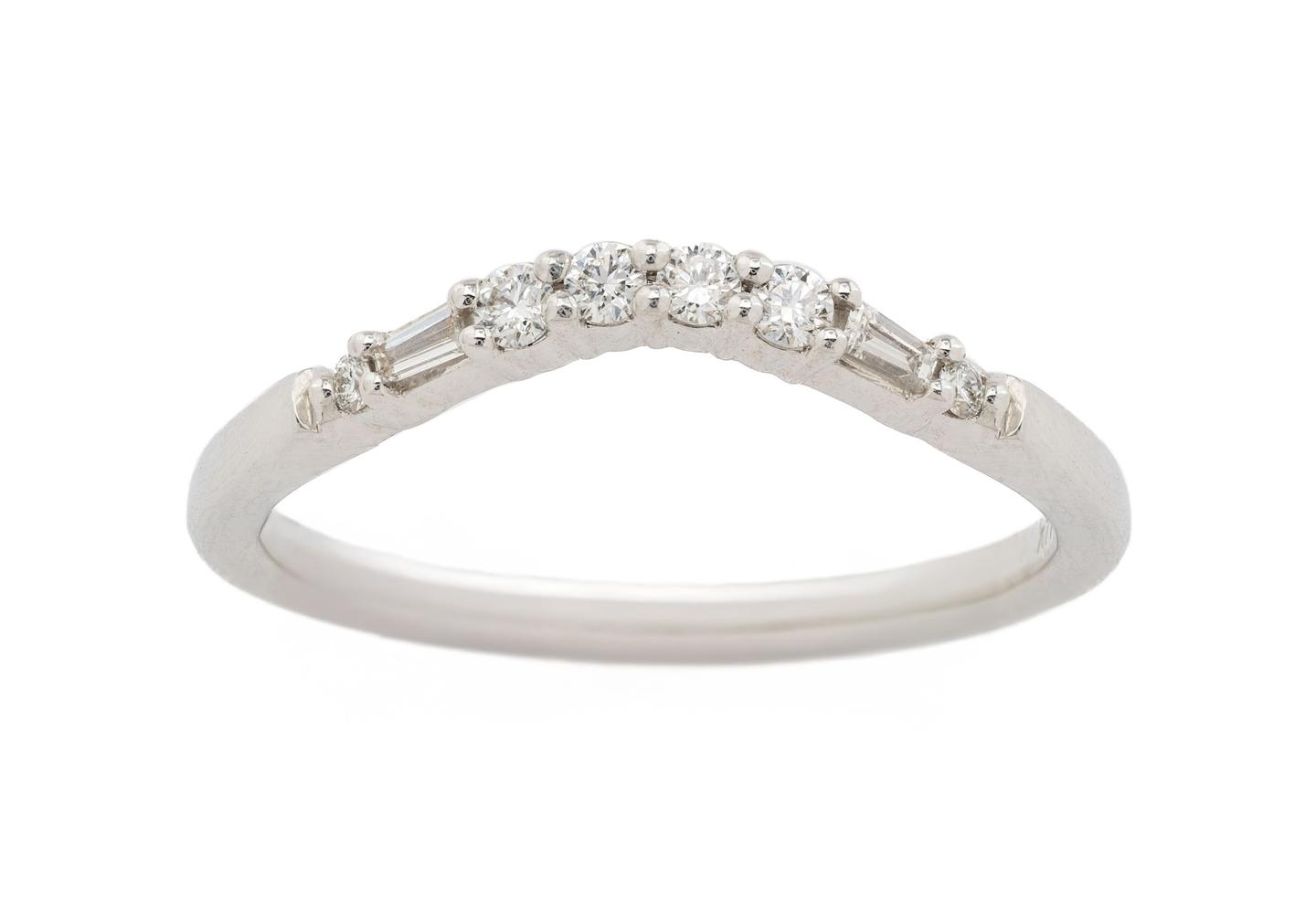 14K Curved Diamond Wedding Band