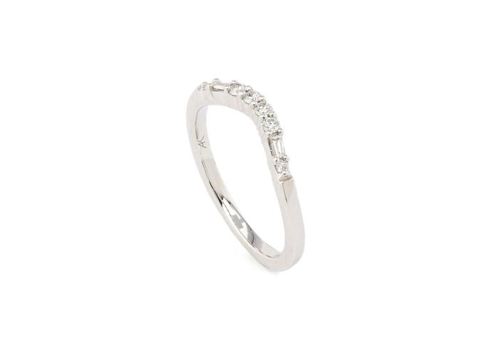 14K Curved Diamond Wedding Band