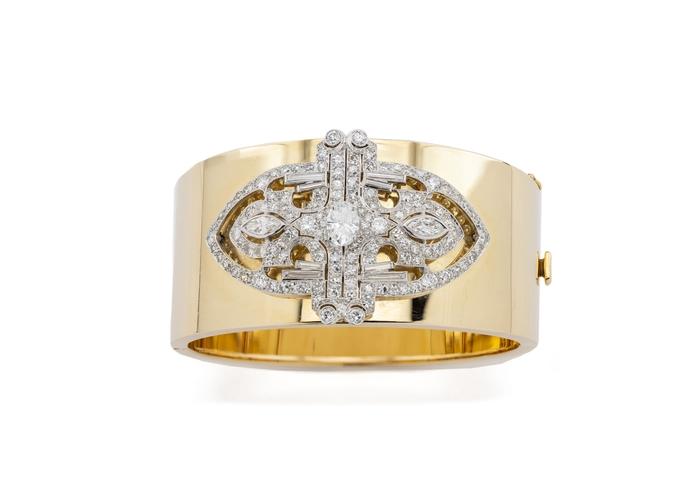 14K Vintage Diamond Bangle Bracelet
