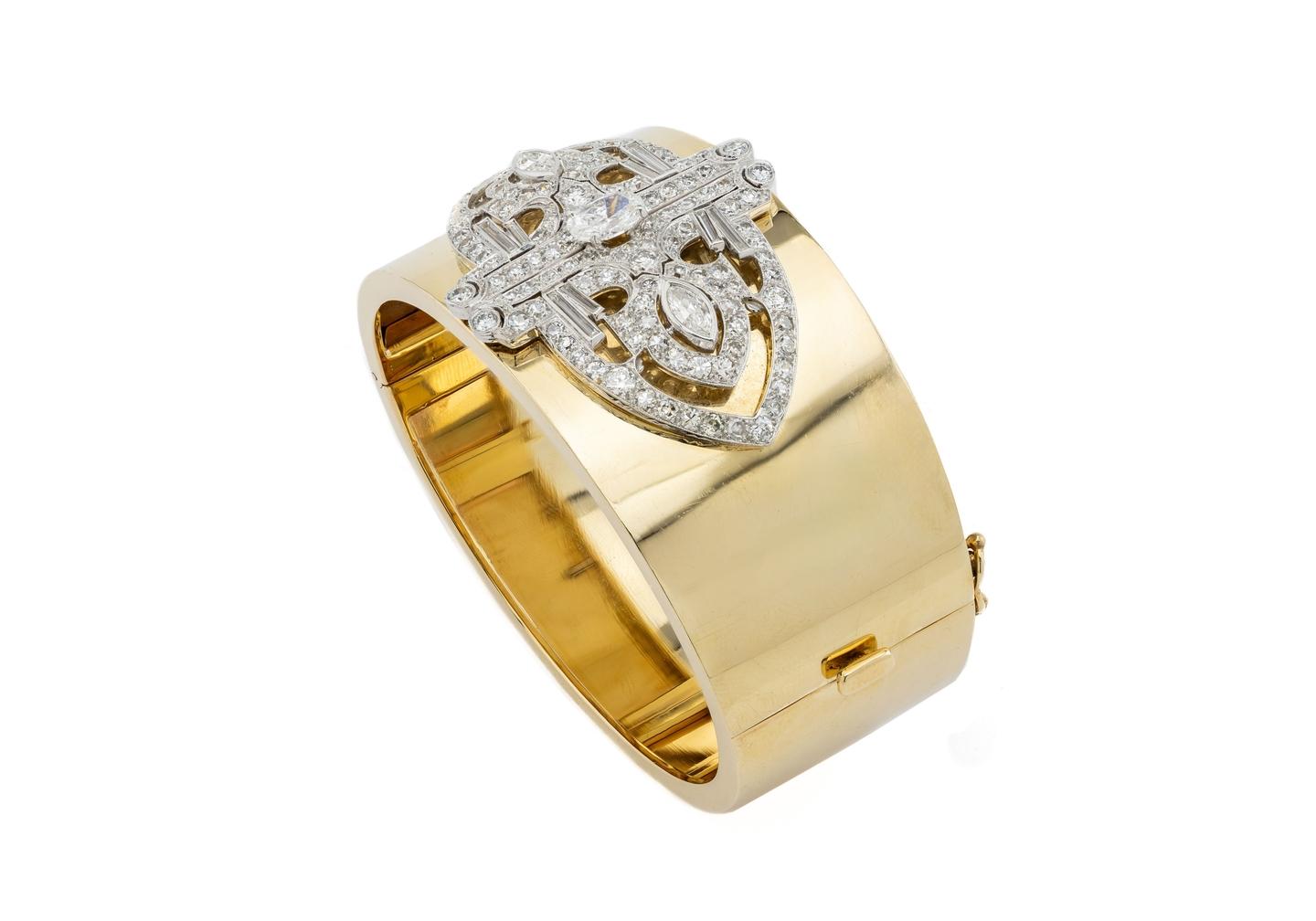 14K Vintage Diamond Bangle Bracelet