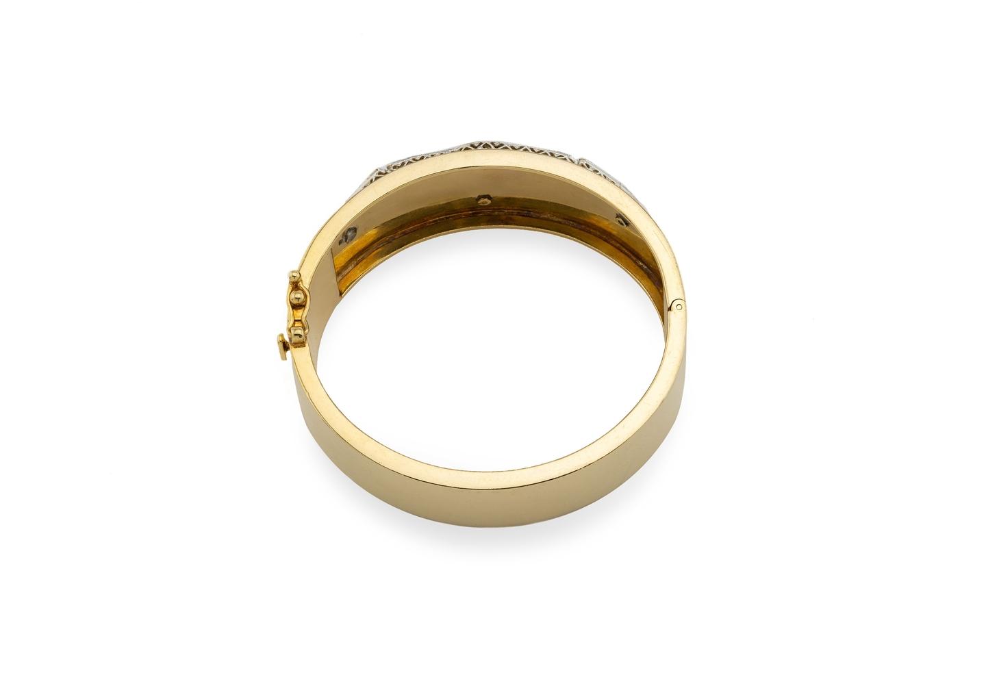 14K Vintage Filigree Diamond Bangle Bracelet