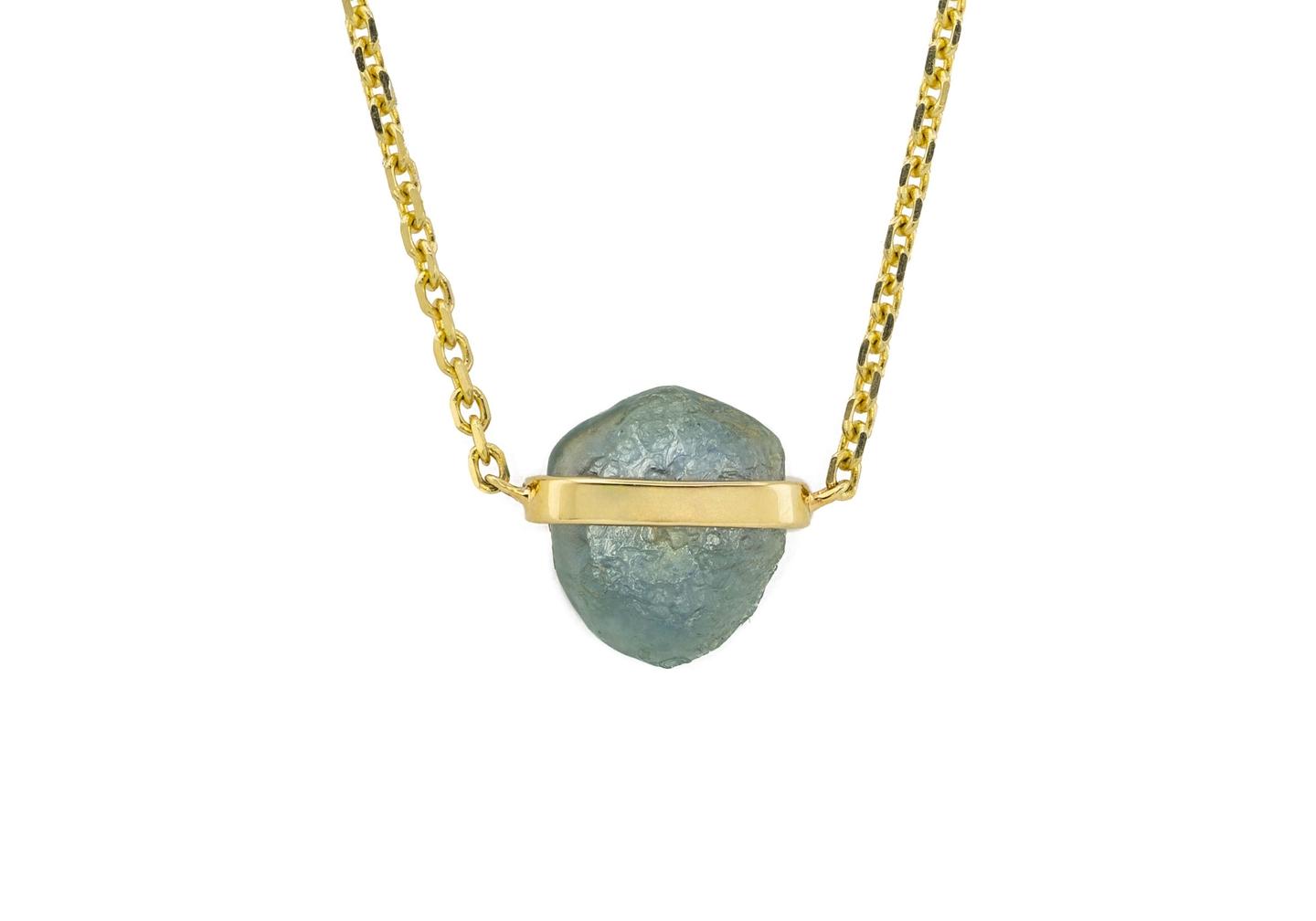 14K Teal Montana Sapphire Wrapped Necklace | Aurum Collection
