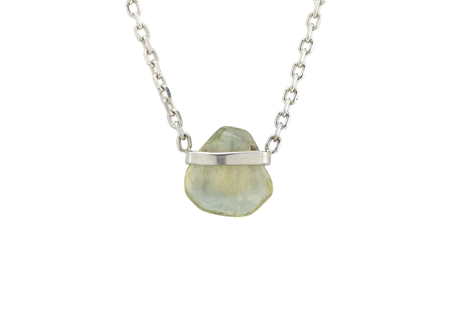 14K Light Green Montana Sapphire Wrapped Necklace | Aurum Collection