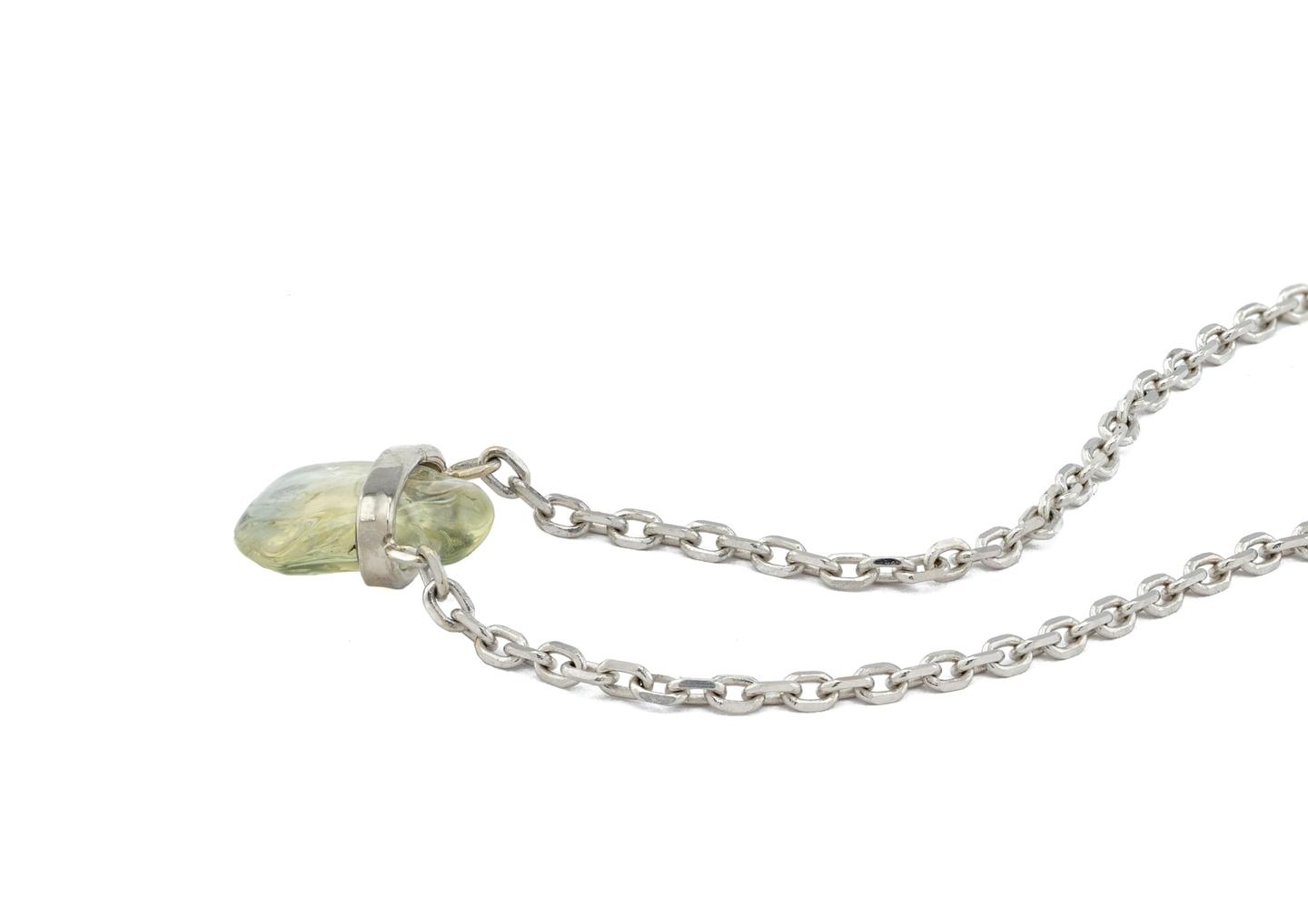 14K Light Green Montana Sapphire Wrapped Necklace | Aurum Collection