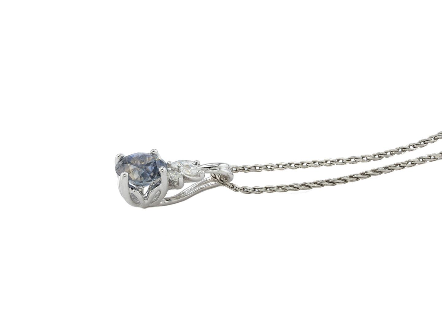 14K Montana Sapphire Diamond Accent Pendant