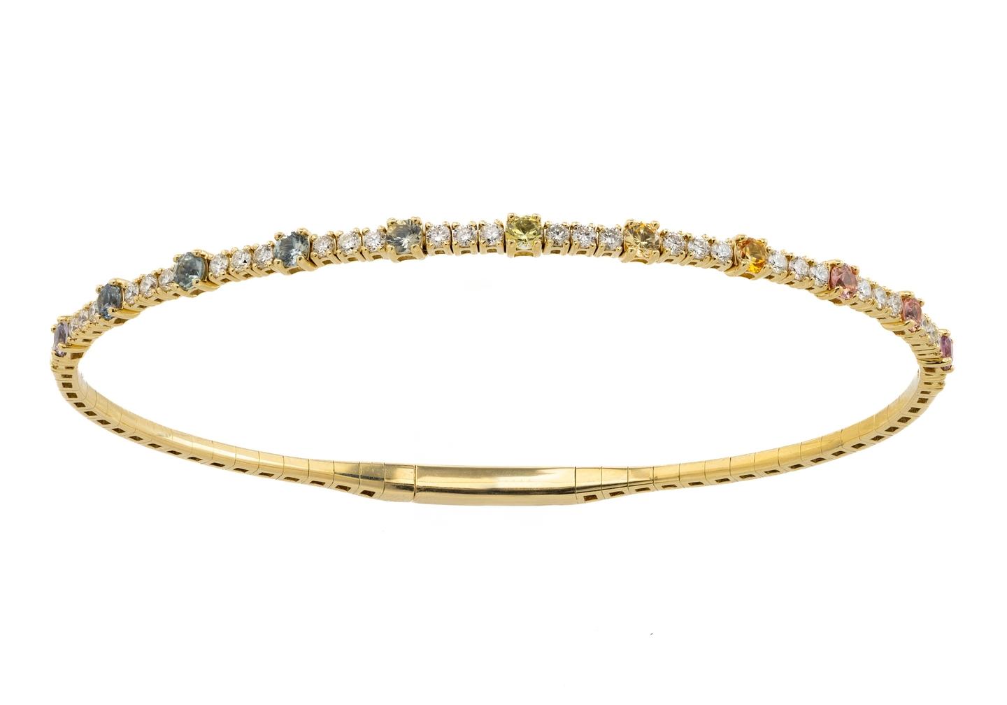 14K Rainbow Gradient Montana Sapphire Bangle