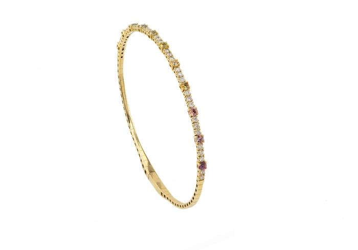 14K Rainbow Gradient Montana Sapphire Bangle