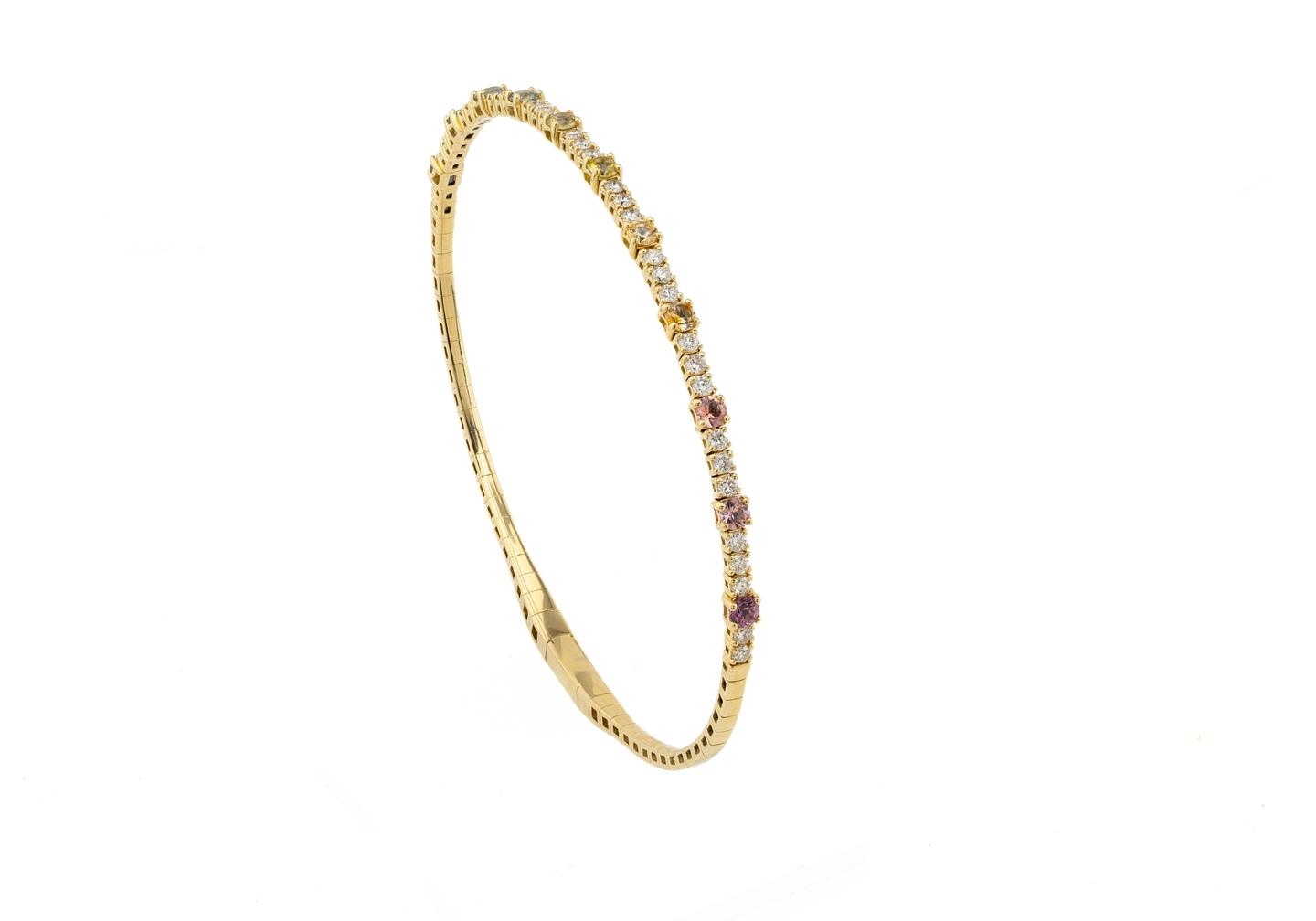 14K Rainbow Gradient Montana Sapphire Bangle