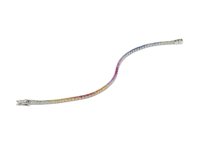 14K Rainbow Gradient Sapphire Tennis Bracelet