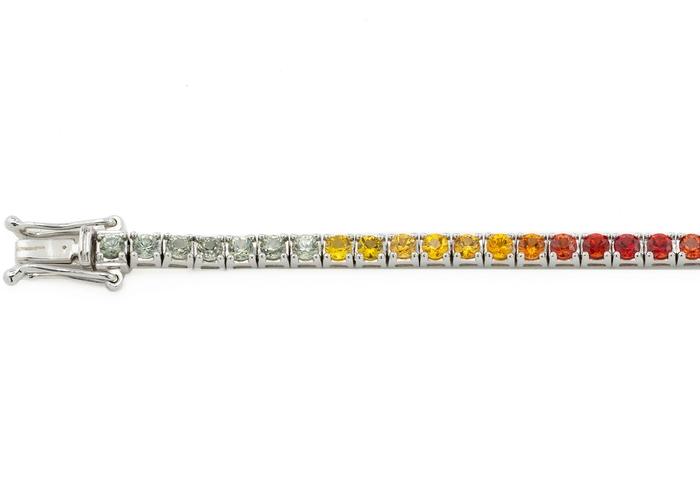 14K Rainbow Gradient Sapphire Tennis Bracelet